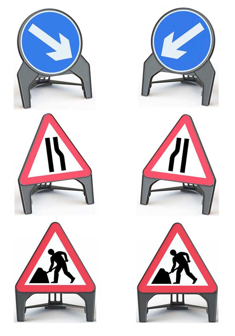 Temporary Road Works Sign Set - Plastic Q Signs