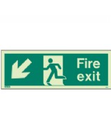 Fire Exit Down Left Sign Jalite Photo-Luminescent