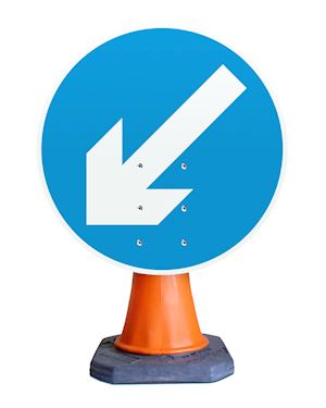Keep Left Or Right Cone Sign - Directional Arrow Sign