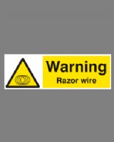 Warning Razor Wire Sign On Self Adhesive Vinyl