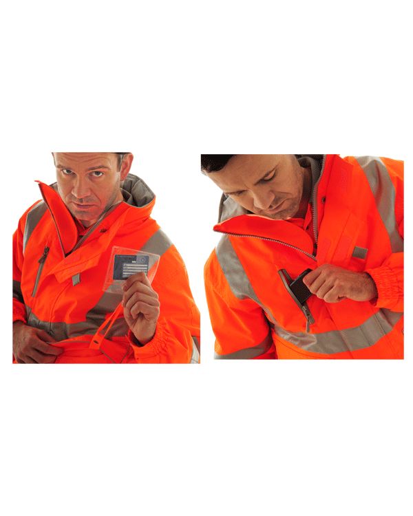 thumbnail image 2 of TuGlow Class 3 High Visibility Waterproof Bomber Jacket - Blue, 5 Pockets 2 of 5
