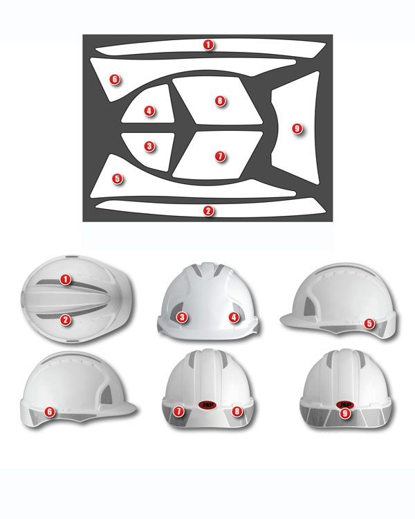 Stickers réflectifs pour casque EVOLite® CR2 JSP - réf. AHV442-000-800 -  Rubix