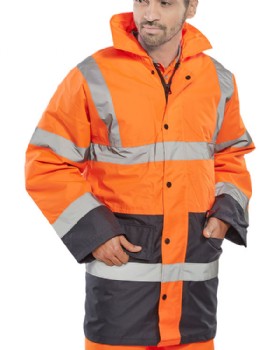 High Visibility Orange Traffic Jacket Two Tone Orange/Navy