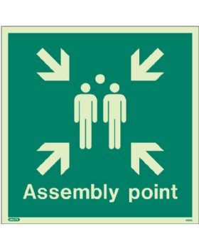 Assembly Point Sign Jalite Photo-Luminescent On 1.5mm Rigid PVC