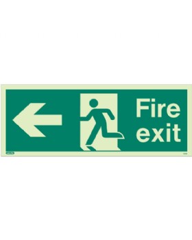 Fire Exit Left Sign Photo-Luminescent Rigid PVC