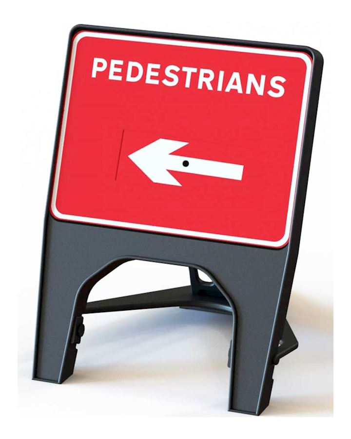 Pedestrians Left or Right Reversible Road Q Sign