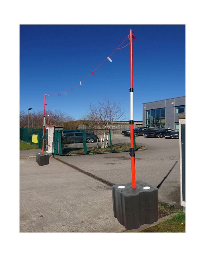 Overhead Cable Posts  With Plastic Base - Height Restrictor Warning