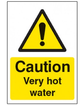 Caution Very Hot Water - On Self Adhesive