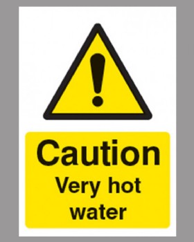 Caution Very Hot Water - On Self Adhesive