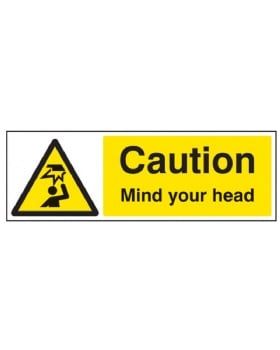 Caution Mind Your Head Sign On Self Adhesive Vinyl