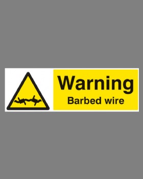 Warning Barbed Wire - On Self Adhesive