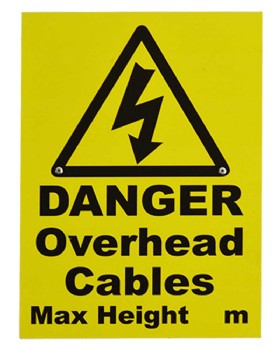 Danger Overhead Cable Sign With Fixings For Goalpost