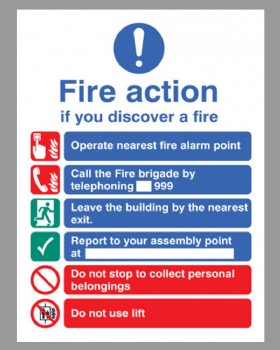 Fire Action Information Sign Rigid Plastic