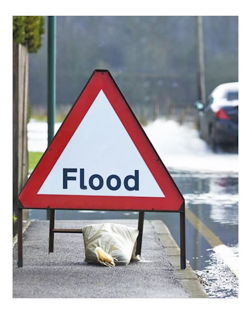 Road Sign Flood - Flood Warning Sign