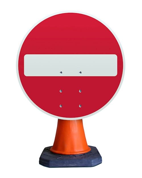 No Entry Cone Mounted Sign