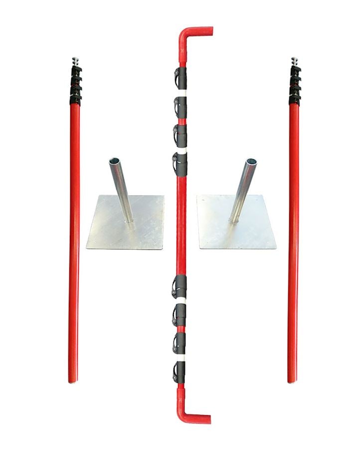 Overhead Cable Goalposts With Solid - Telescopic Crossbar