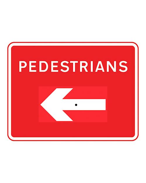 Quickfit Pedestrians Left Or Right Sign Plate - Reversible (face only)