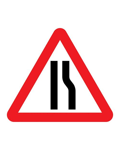 Quickfit Road Narrows Right - 'Offside' Sign Plate (face only)