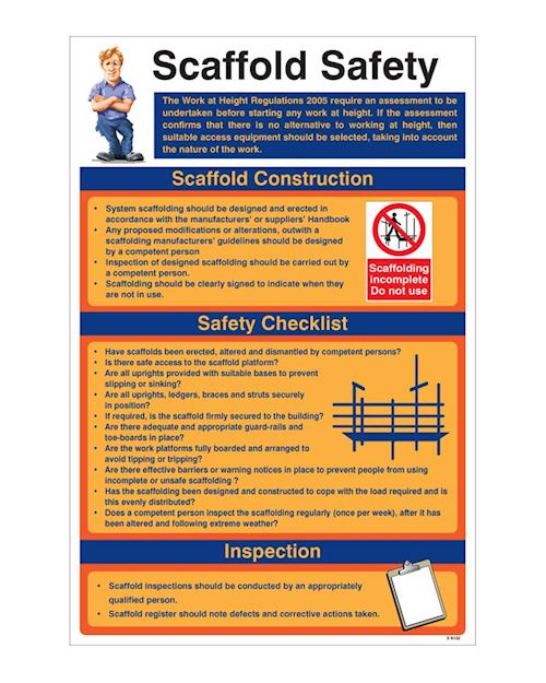 Scaffold Safety Wall Chart Rigid Plastic