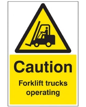 Caution Forklift Trucks Sign Rigid Plastic