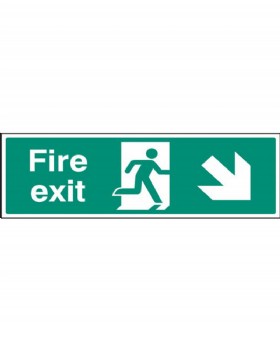 Fire Exit Down Right Sign Self Adhesive