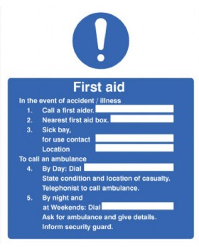 First Aid Information - Action Sign Rigid Plastic