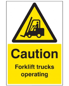 Caution Forklift Trucks Sign Self Adhesive Vinyl