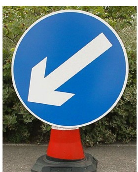 Keep Left Or Right Cone Sign - Directional Arrow Sign