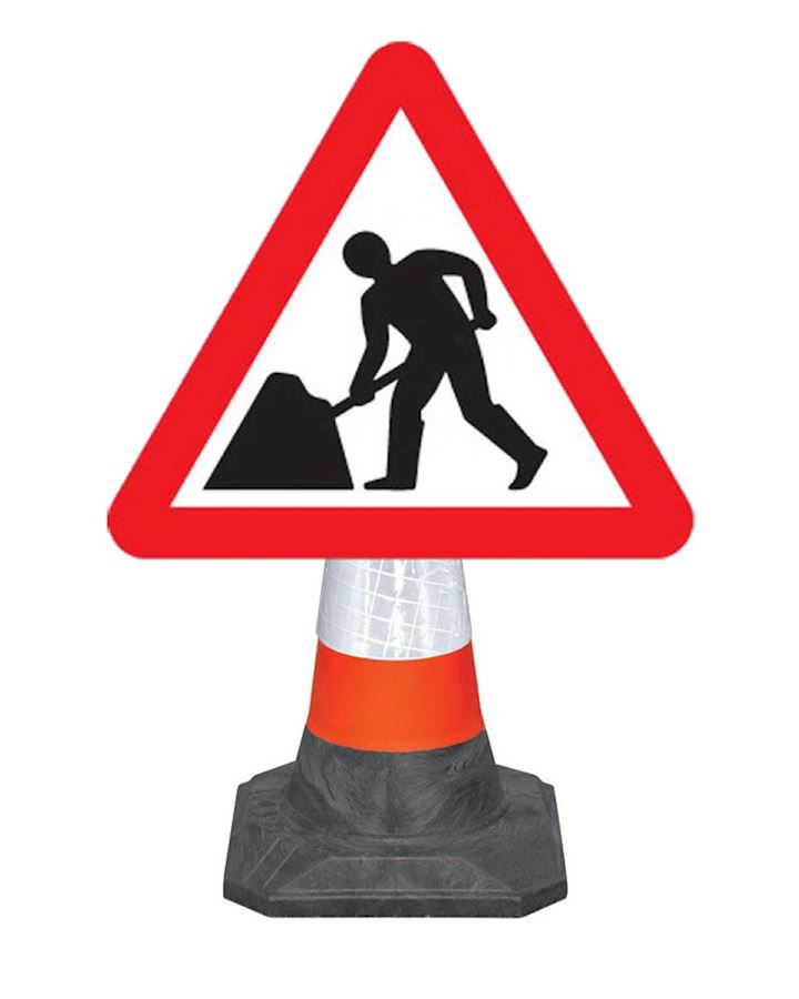 Road Works Men At Work Cone Sign