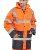 High Visibility Orange Traffic Jacket Two Tone Orange/Navy