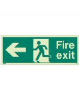 Fire Exit Left Sign Photo-Luminescent Rigid PVC