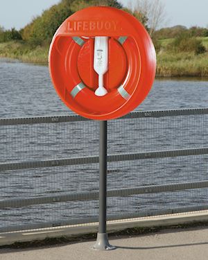 30 Inch Lifebuoy Station Complete - Stand Surface Mounted