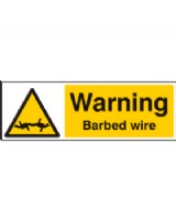 Warning Barbed Wire - On Rigid Plastic