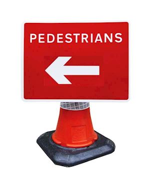 Pedestrians Direction Cone Mounted Sign Reversible