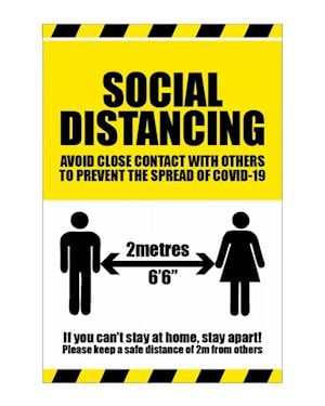 2 Metres Social Distancing - Avoid Contact Sign