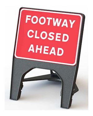 Footway Closed Ahead Road Q Sign
