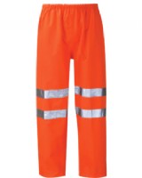 Hi - Vis Orange Breathable Waterproof  Over Trousers Class 3