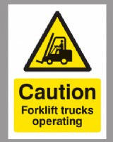Caution Forklift Trucks Sign Rigid Plastic