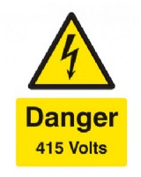 Danger 415 Volts Sign Rigid Plastic