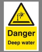 Danger Deep Water Sign On Rigid Plastic