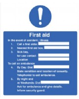 First Aid Information - Action Sign Self Adhesive Vinyl