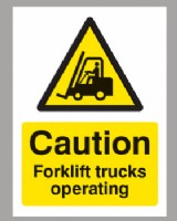 Caution Forklift Trucks Sign Self Adhesive Vinyl