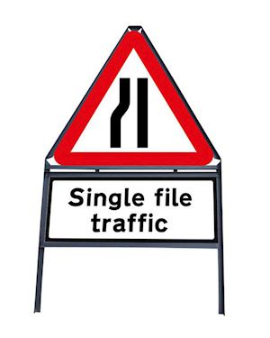 Road Narrows Nearside - Single File Traffic