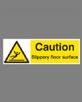 Caution Slippery Floor Surface- On Rigid Plastic