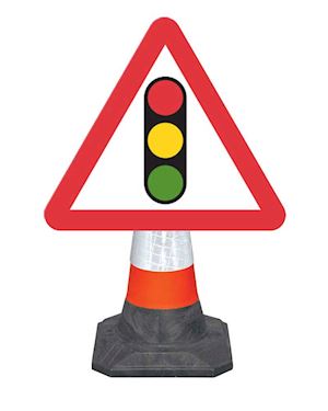 Traffic Lights Ahead  Road Sign - Cone Mounted